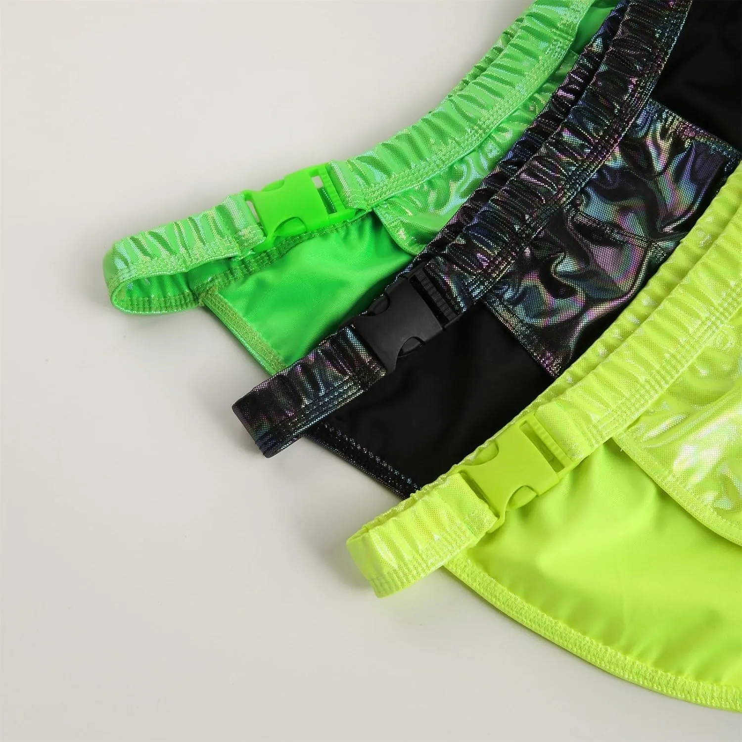 Mens Briefs Reflective Metallic Leather Surf Swim Shorts Side Buckle Briefs