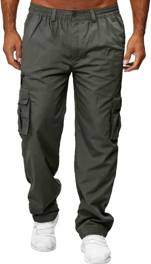Men's Cargo Pants Straight Leg Hiking Joggers Lightweight Loose Pants Outdoor Streetwear Trousers with Pocket