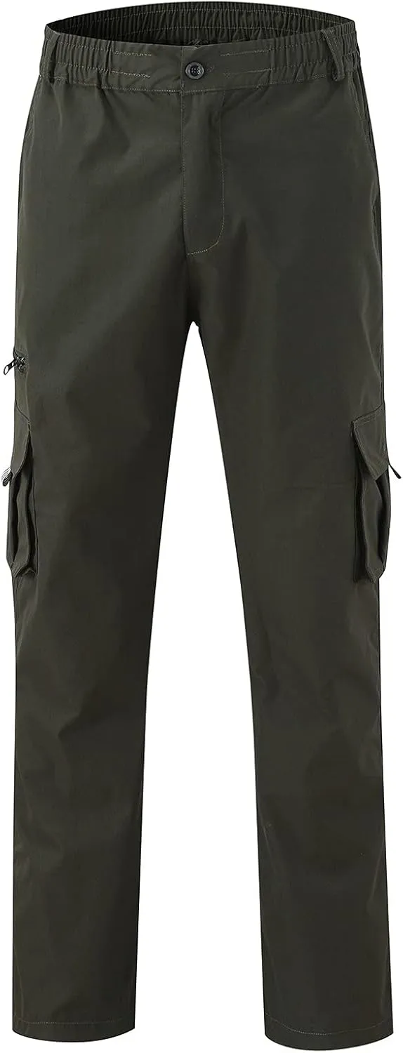 Men's Cargo Pants Straight Leg Hiking Joggers Lightweight Loose Pants Outdoor Streetwear Trousers with Pocket