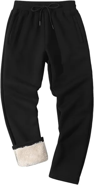 Mens Casual Cotton Sweatpants Drawstring Elastic Waist Wide Leg Pant Loose Fit Baggy Pants House Trousers