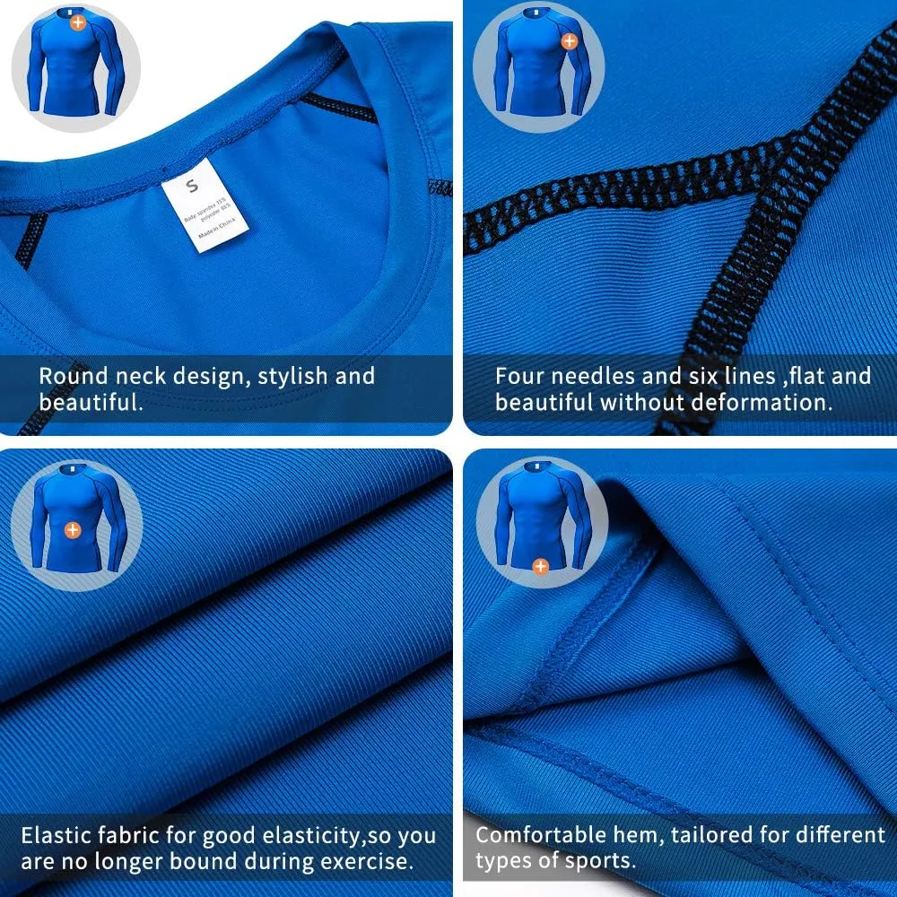 Men's Compression Shirts Long Sleeve Athletic Workout Tops Gym Undershirts Active Sports Baselayers