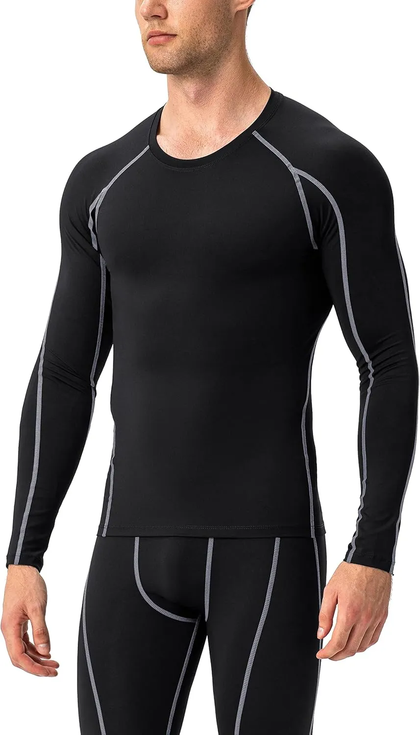 Men's Compression Shirts Long Sleeve Athletic Workout Tops Gym Undershirts Active Sports Baselayers