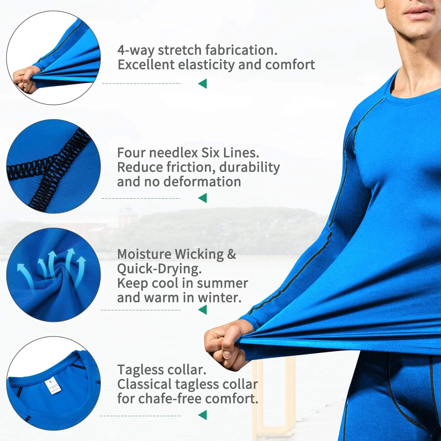 Men's Compression Shirts Long Sleeve Athletic Workout Tops Gym Undershirts Active Sports Baselayers