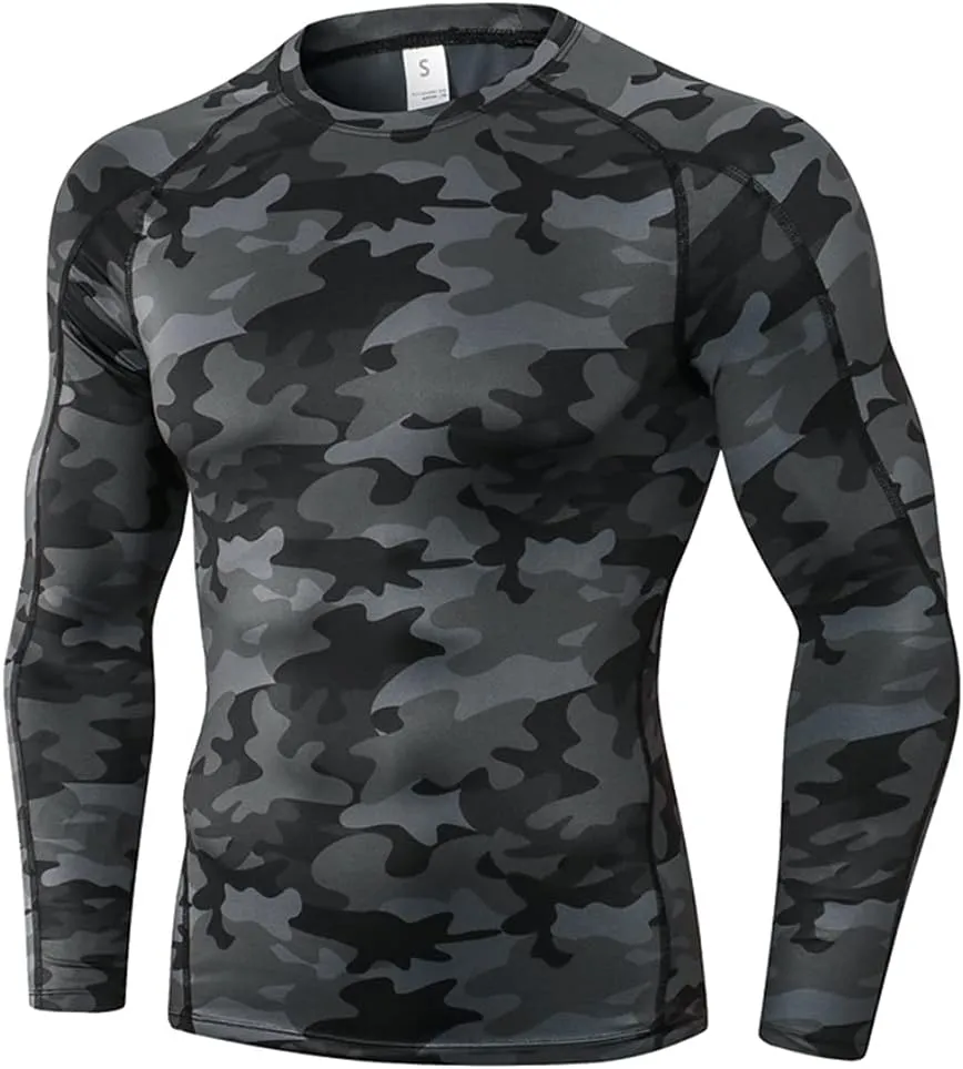 Men's Compression Shirts Long Sleeve Athletic Workout Tops Gym Undershirts Active Sports Baselayers