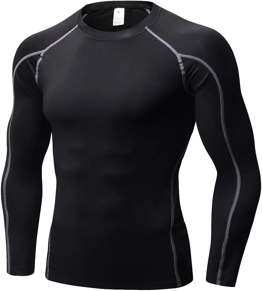 Men's Compression Shirts Long Sleeve Athletic Workout Tops Gym Undershirts Active Sports Baselayers