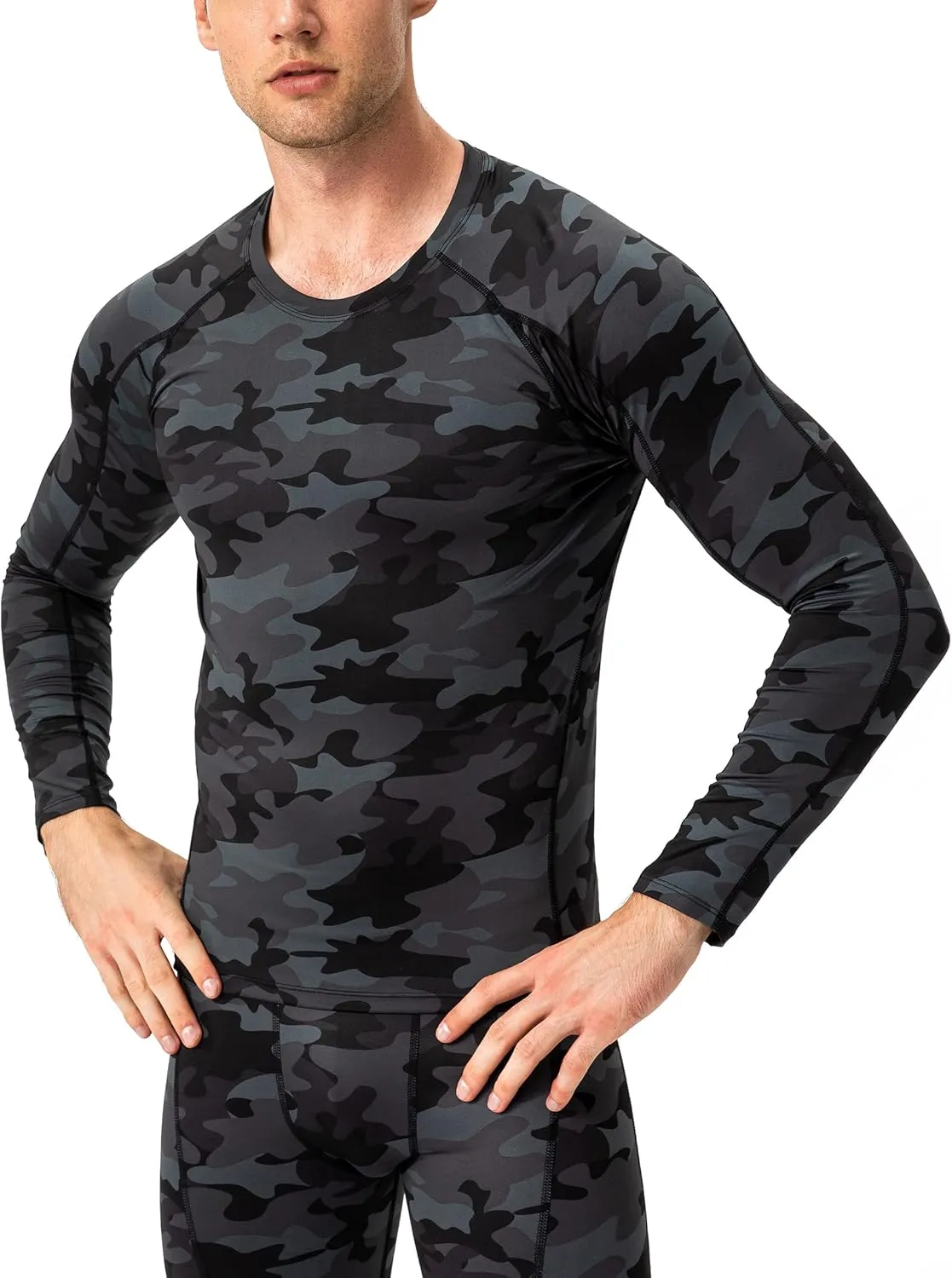 Men's Compression Shirts Long Sleeve Athletic Workout Tops Gym Undershirts Active Sports Baselayers