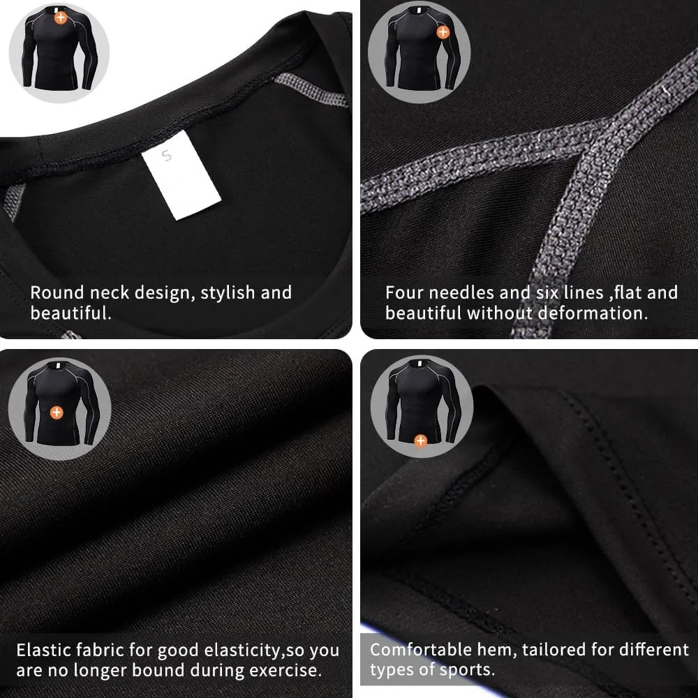 Men's Compression Shirts Long Sleeve Athletic Workout Tops Gym Undershirts Active Sports Baselayers