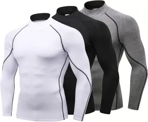 Mens Compression Shirts Long Sleeve Quick Dry for Workout Running Athletic Sport Base Layer Mens Compression Tops