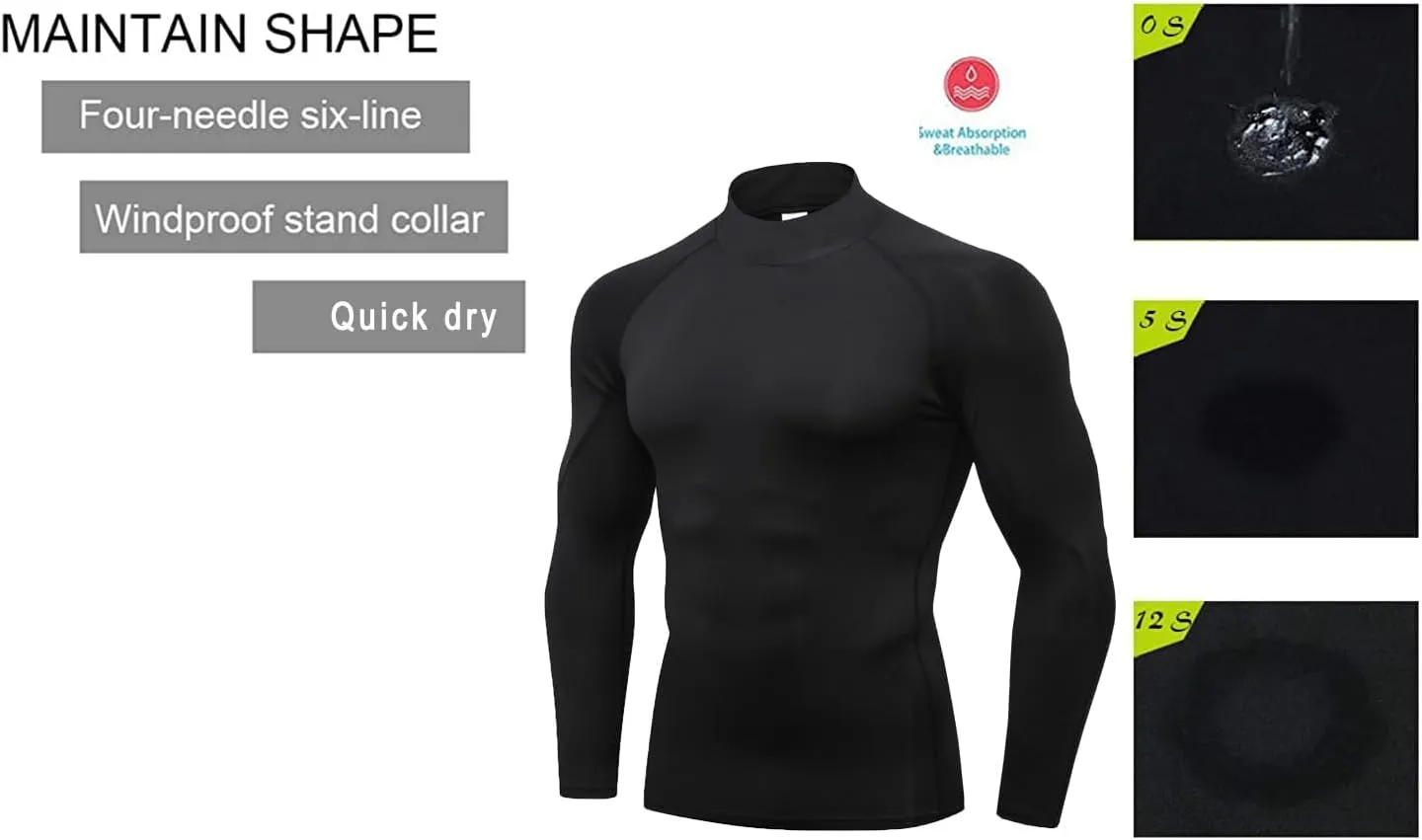 Mens Compression Shirts Long Sleeve Quick Dry for Workout Running Athletic Sport Base Layer Mens Compression Tops
