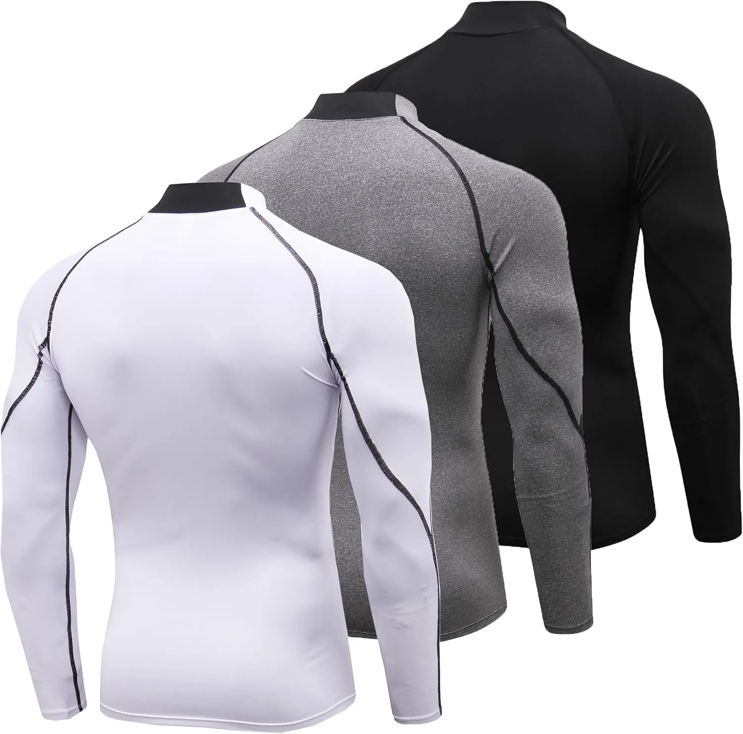 Mens Compression Shirts Long Sleeve Quick Dry for Workout Running Athletic Sport Base Layer Mens Compression Tops