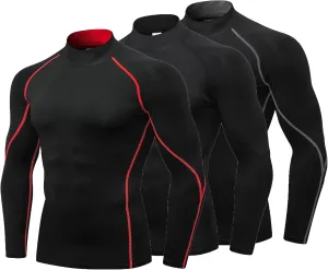 Mens Compression Shirts Long Sleeve Quick Dry for Workout Running Athletic Sport Base Layer Mens Compression Tops