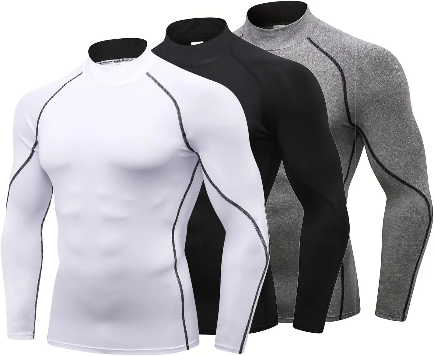 Mens Compression Shirts Long Sleeve Quick Dry for Workout Running Athletic Sport Base Layer Mens Compression Tops