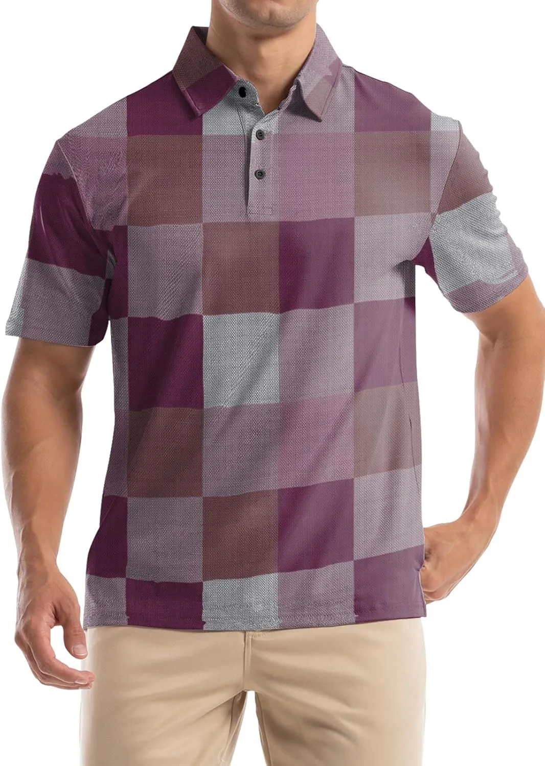 Mens Golf Shirt Short Sleeve Dry Fit Print Moisture Wicking Performance Collared Funny Golf Polo Shirts for Men