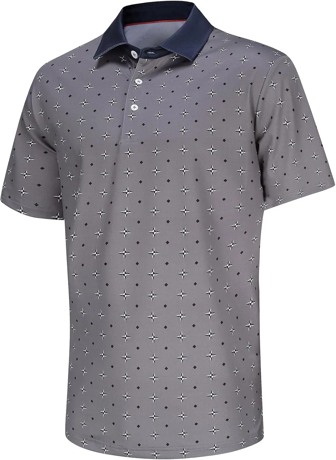 Mens Golf Shirt Short Sleeve Dry Fit Print Moisture Wicking Performance Collared Funny Golf Polo Shirts for Men