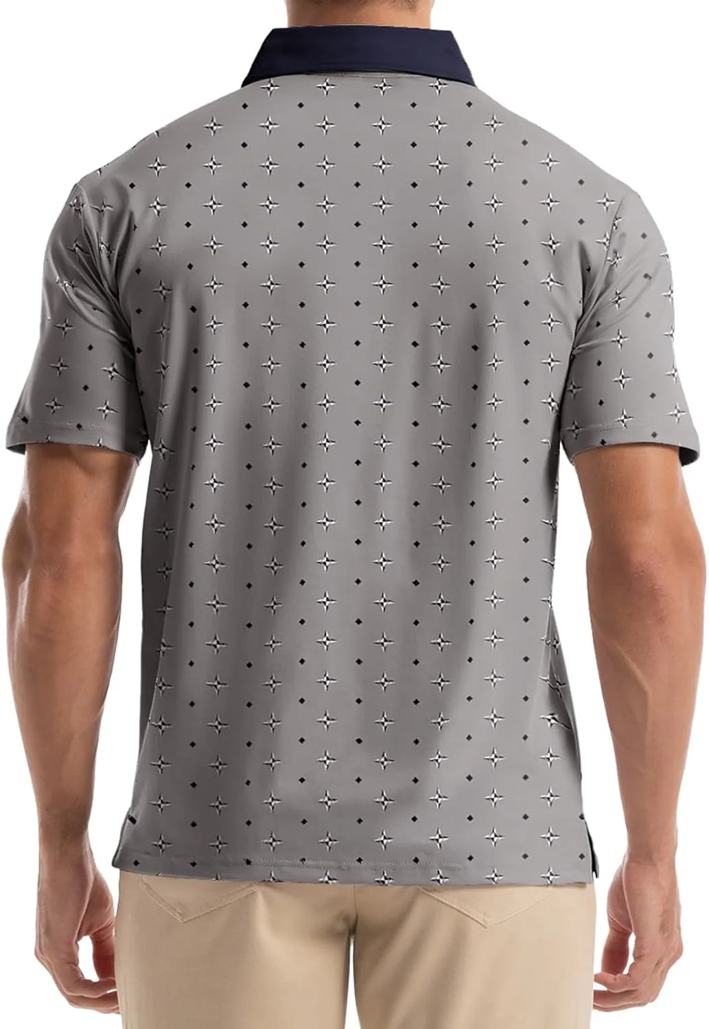Mens Golf Shirt Short Sleeve Dry Fit Print Moisture Wicking Performance Collared Funny Golf Polo Shirts for Men