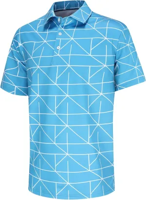 Mens Golf Shirt Short Sleeve Dry Fit Print Moisture Wicking Performance Collared Funny Golf Polo Shirts for Men