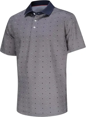 Mens Golf Shirt Short Sleeve Dry Fit Print Moisture Wicking Performance Collared Funny Golf Polo Shirts for Men