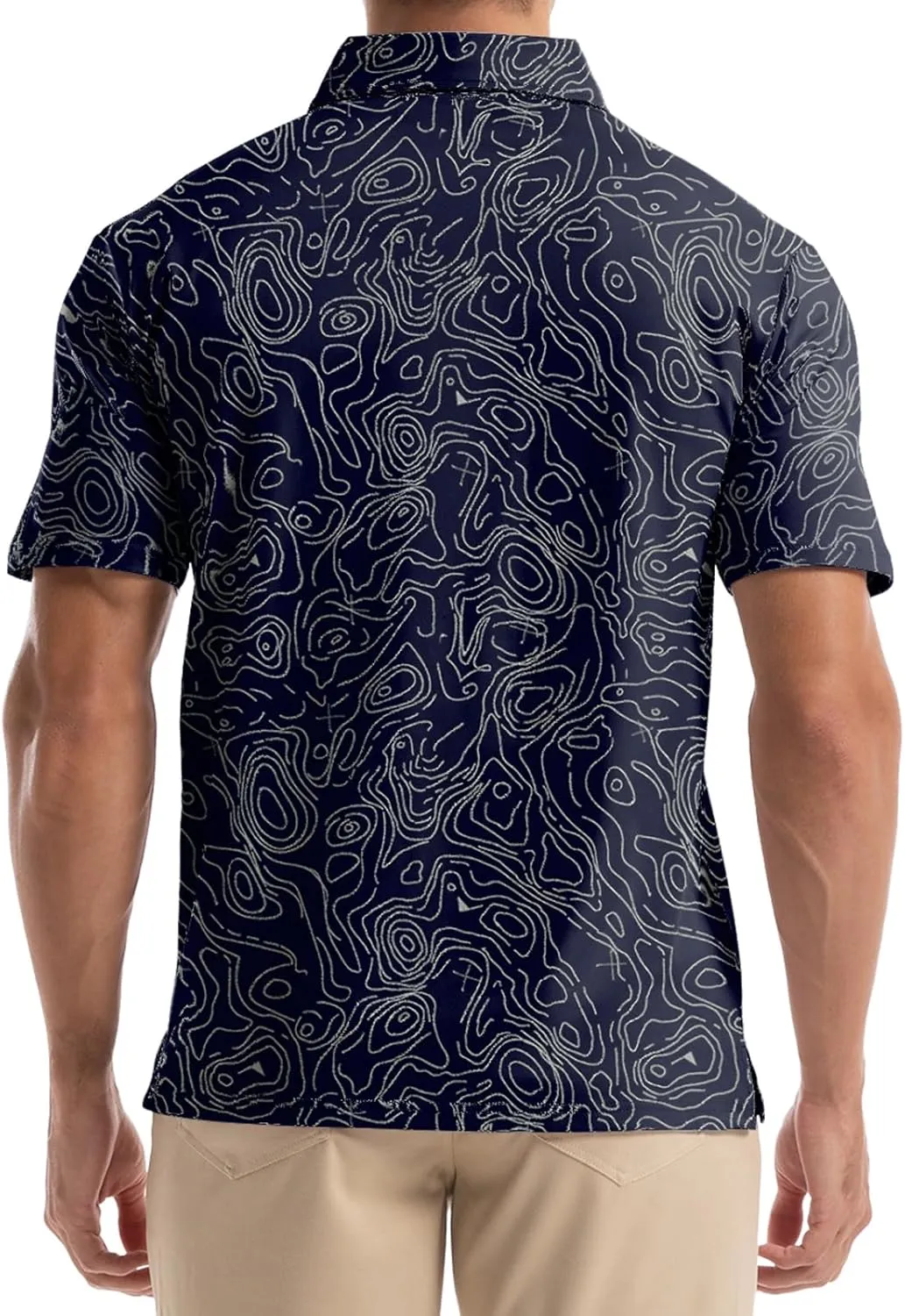 Mens Golf Shirt Short Sleeve Dry Fit Print Moisture Wicking Performance Collared Funny Golf Polo Shirts for Men