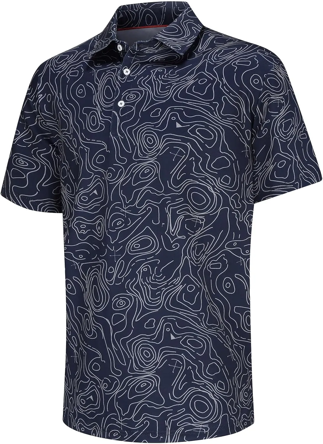 Mens Golf Shirt Short Sleeve Dry Fit Print Moisture Wicking Performance Collared Funny Golf Polo Shirts for Men