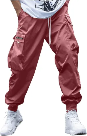 Men's Joggers Pants Casual Baggy Cotton Drawstring Tapered Sweatpants Cargo Hippie Loose Fit Trousers with Pockets