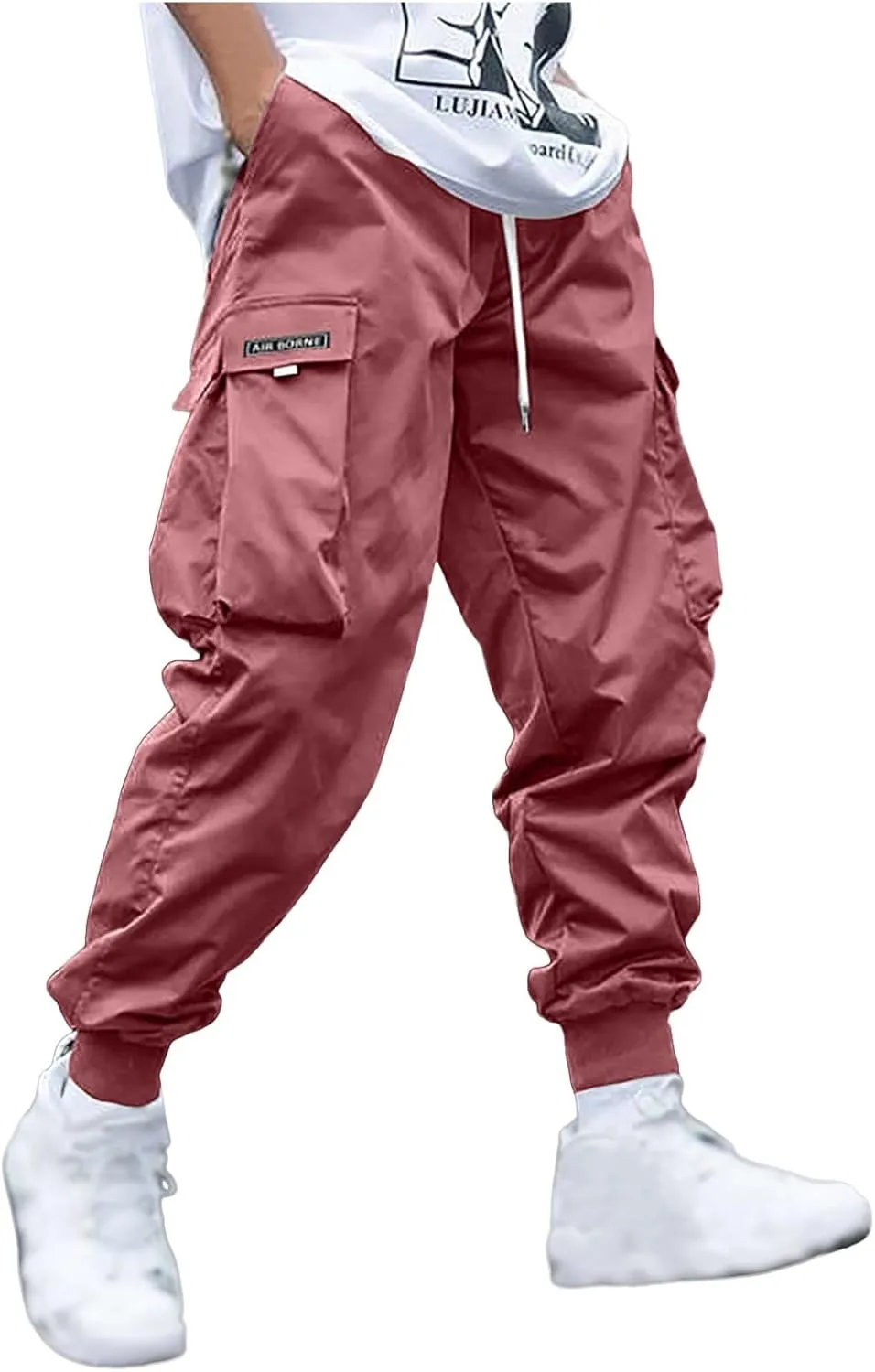 Men's Joggers Pants Casual Baggy Cotton Drawstring Tapered Sweatpants Cargo Hippie Loose Fit Trousers with Pockets