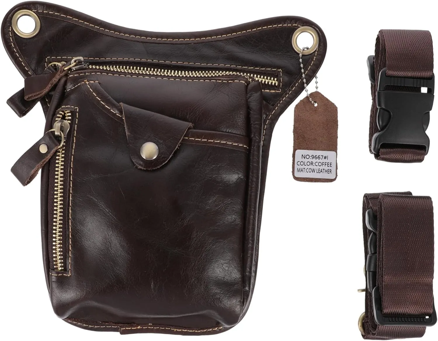 Men's Pu Leather Fanny Pack Leg Pouch for Men Hip Pack Cycling Phone Bag Vintage Style Sports Phone Pouch Adjustable Straps