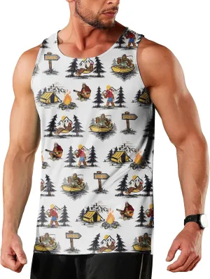 Men's Quick Dry Workout Graphic Tank Top Gym Muscle Tee Fitness Bodybuilding Sleeveless T Shirt