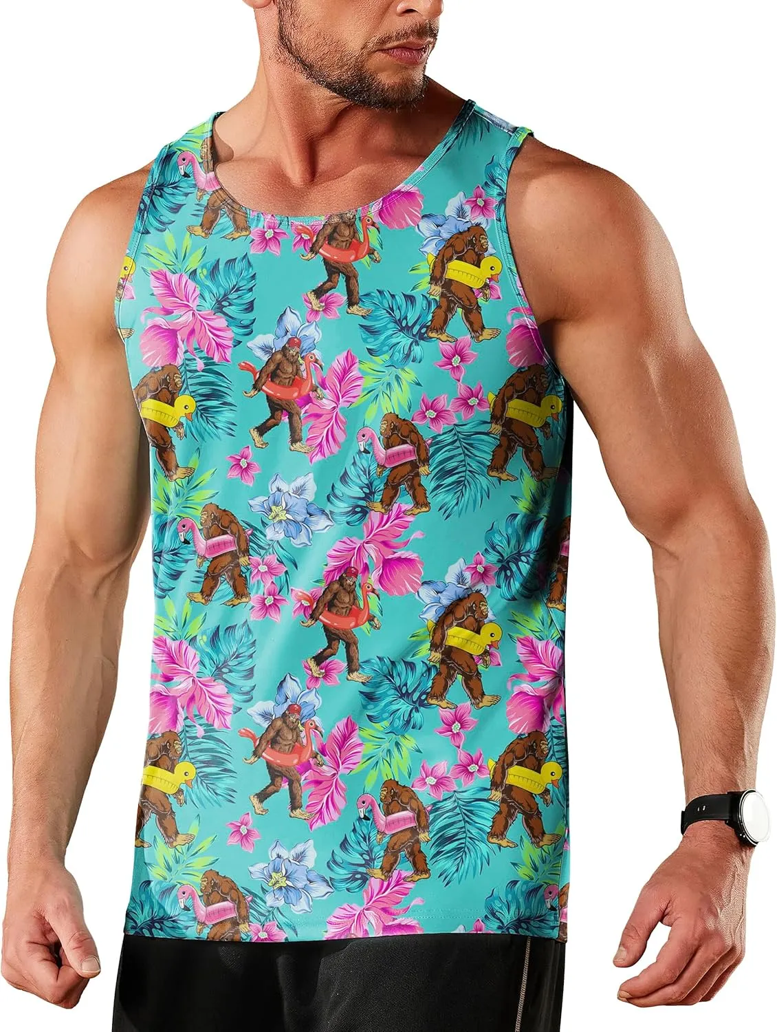 Men's Quick Dry Workout Graphic Tank Top Gym Muscle Tee Fitness Bodybuilding Sleeveless T Shirt
