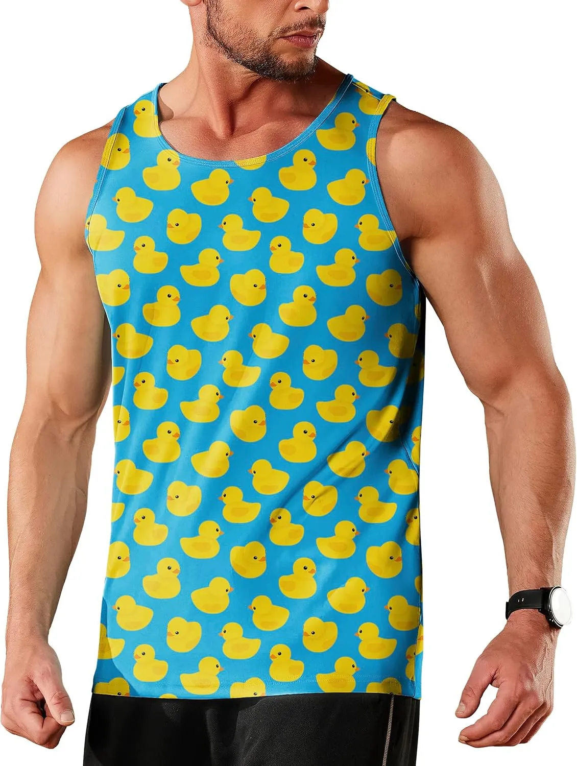 Men's Quick Dry Workout Graphic Tank Top Gym Muscle Tee Fitness Bodybuilding Sleeveless T Shirt