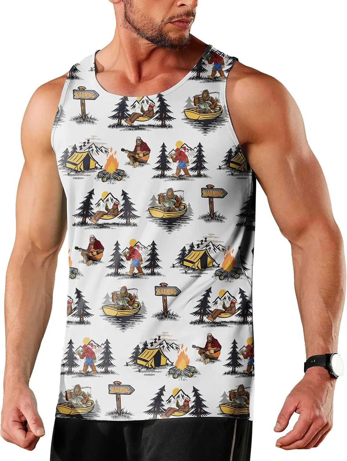 Men's Quick Dry Workout Graphic Tank Top Gym Muscle Tee Fitness Bodybuilding Sleeveless T Shirt