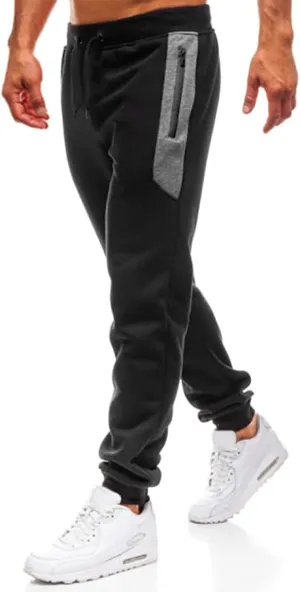 Mens Running Sweatpants with Zip Pockets Loose Fit Cinch Bottom Lounge Pants for Men Elastic Waist Drawstring Casual Trousers