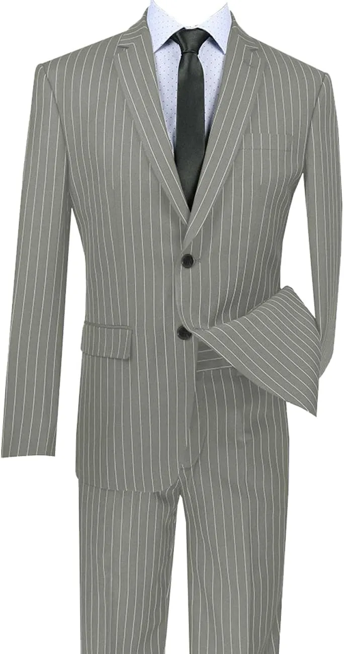 Mens Striped Suit 2 Piece Formal Slim Fit Blazer Sport Coat 2 Button Jacket Pinstripe Suit Blazer Pants Suits