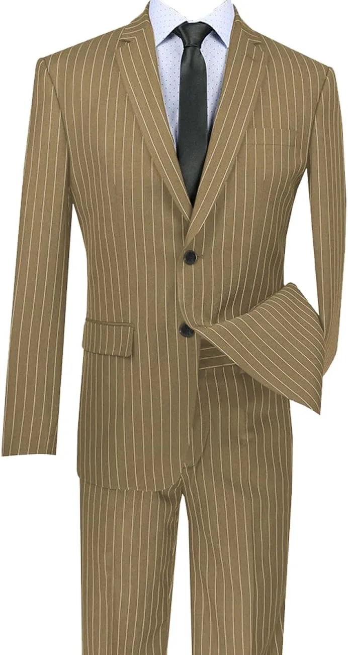 Mens Striped Suit 2 Piece Formal Slim Fit Blazer Sport Coat 2 Button Jacket Pinstripe Suit Blazer Pants Suits