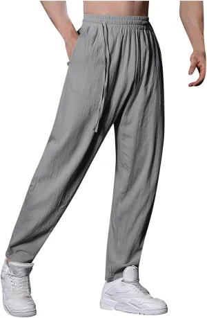 Mens Summer Hawaii Pants Fashion Print Trousers Elastic Waist Drawstring Lightweight Straight Legs Beach Pants Chinos Pants Men