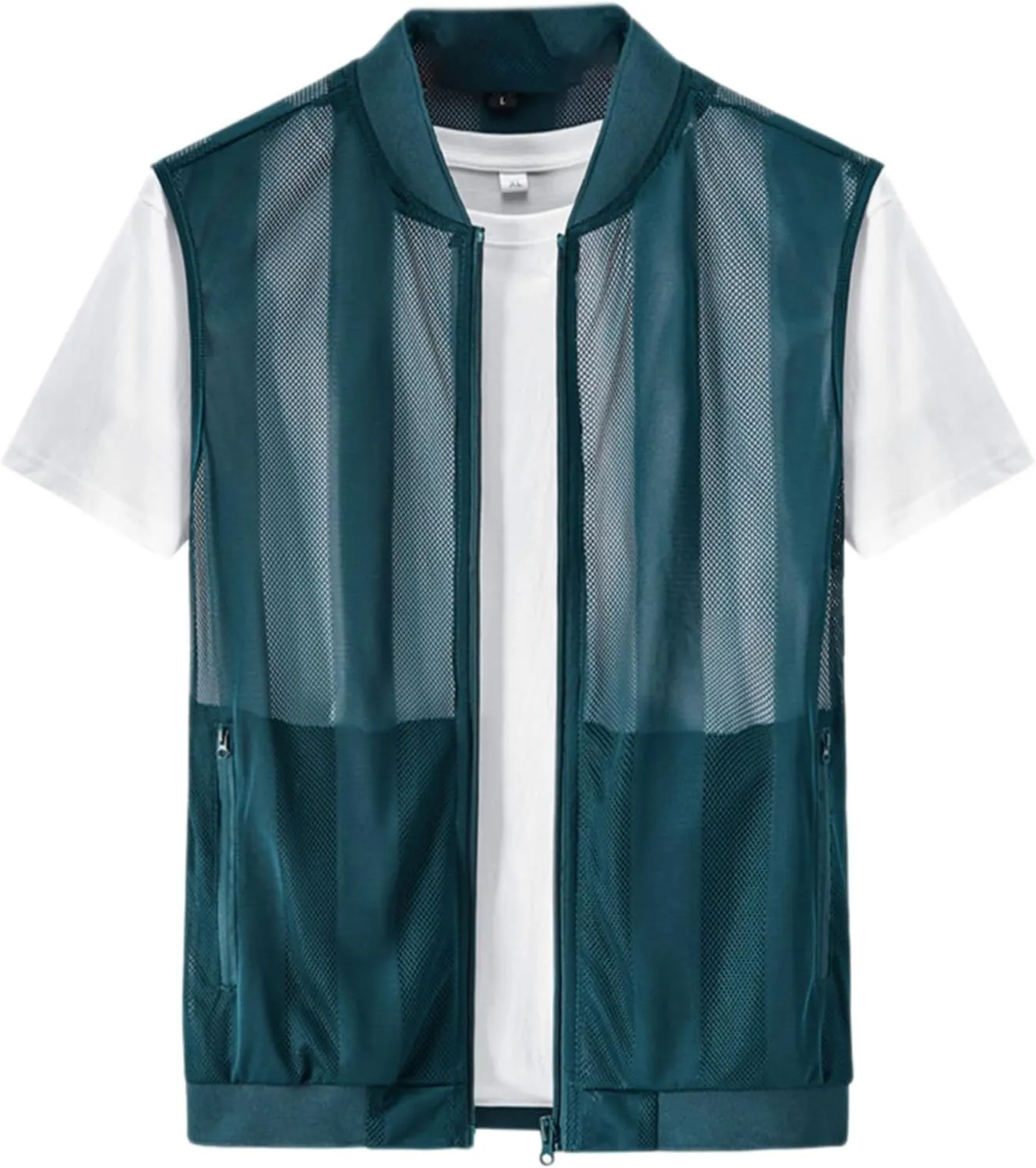 Men's Summer Vest Casual Lightweight Breathable Mesh Cycling Travel Zip Vest