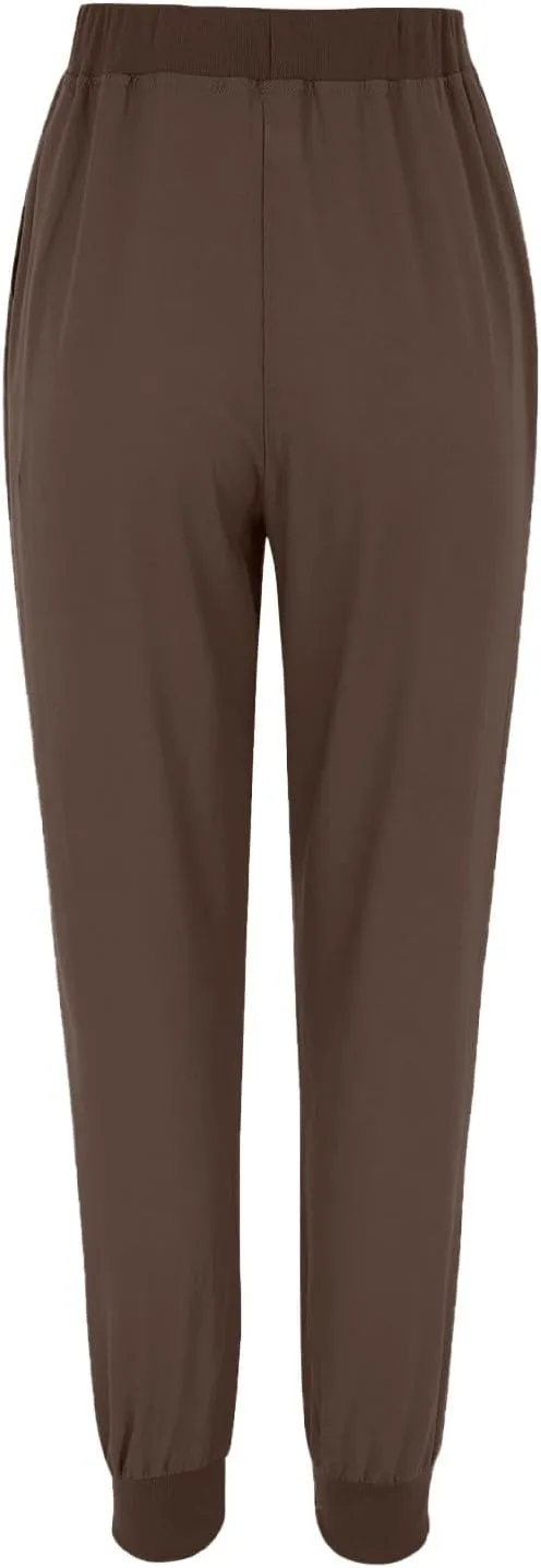 Miyaomn Women's Tapered Pants Cotton Linen Joggers Drawstring Elastic Waist Lounge Petite Pants Casual Trousers with Pockets