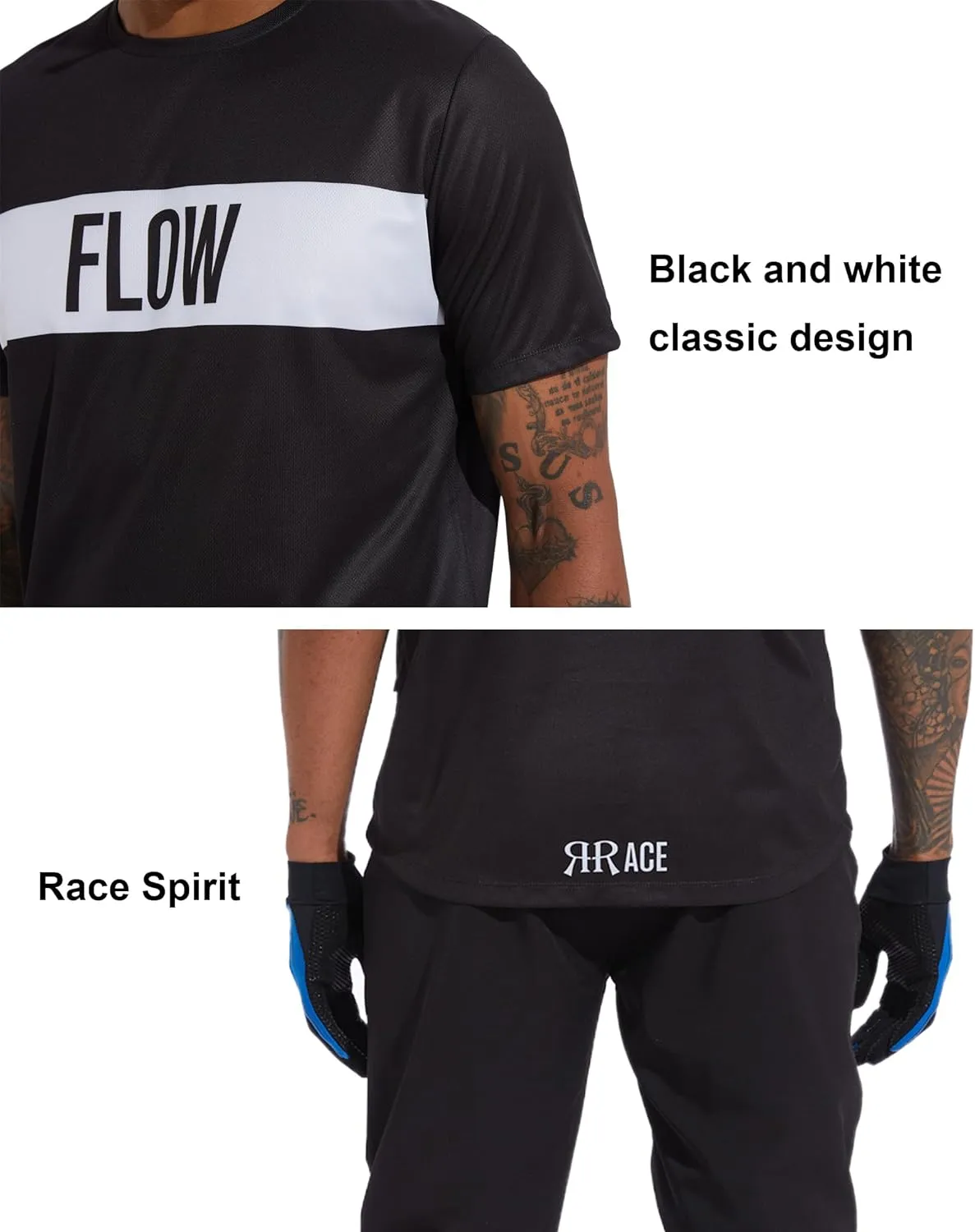Mountain Bike Jersey Cycling MTB Bicycle Shirt for Men BMX Racing Tops Lightweight Quick Dry Short-Sleeve