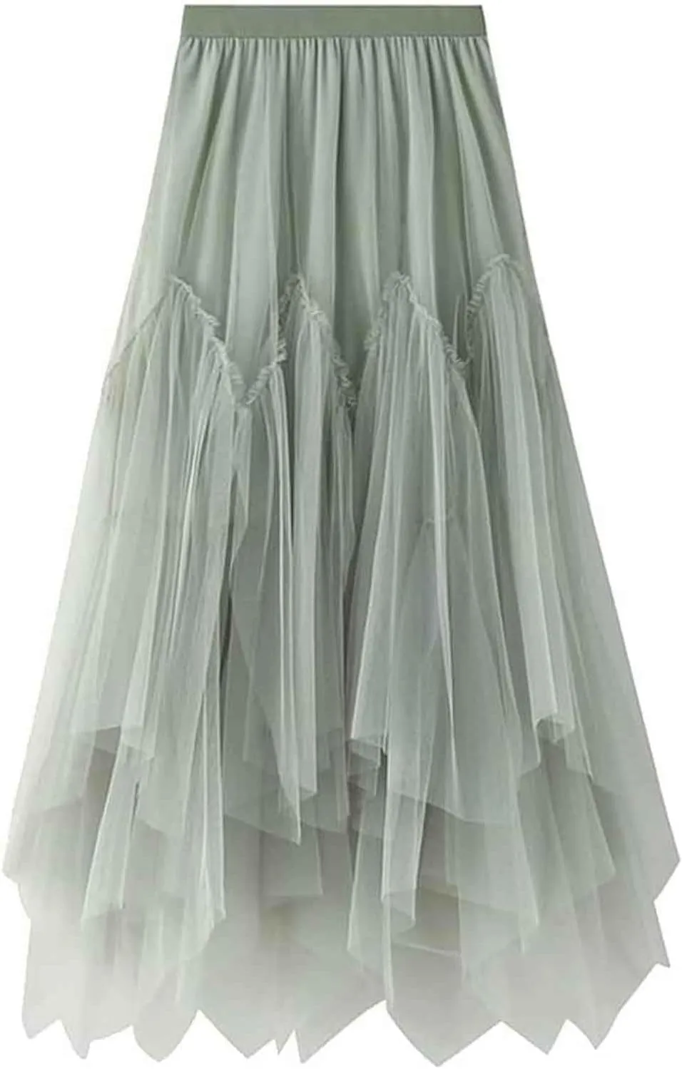 Mujer Women's Tutu Tulle Skirt Elastic High Waist Puffy Midi Skirt Three-Layer A-Line Floral Print Mesh Pleated Skirt Party Dress Falda de tul
