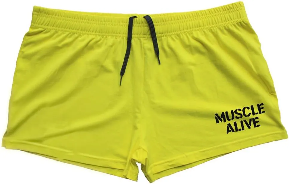 Muscle Alive Mens Bodybuilding Shorts 3" Inseam Cotton