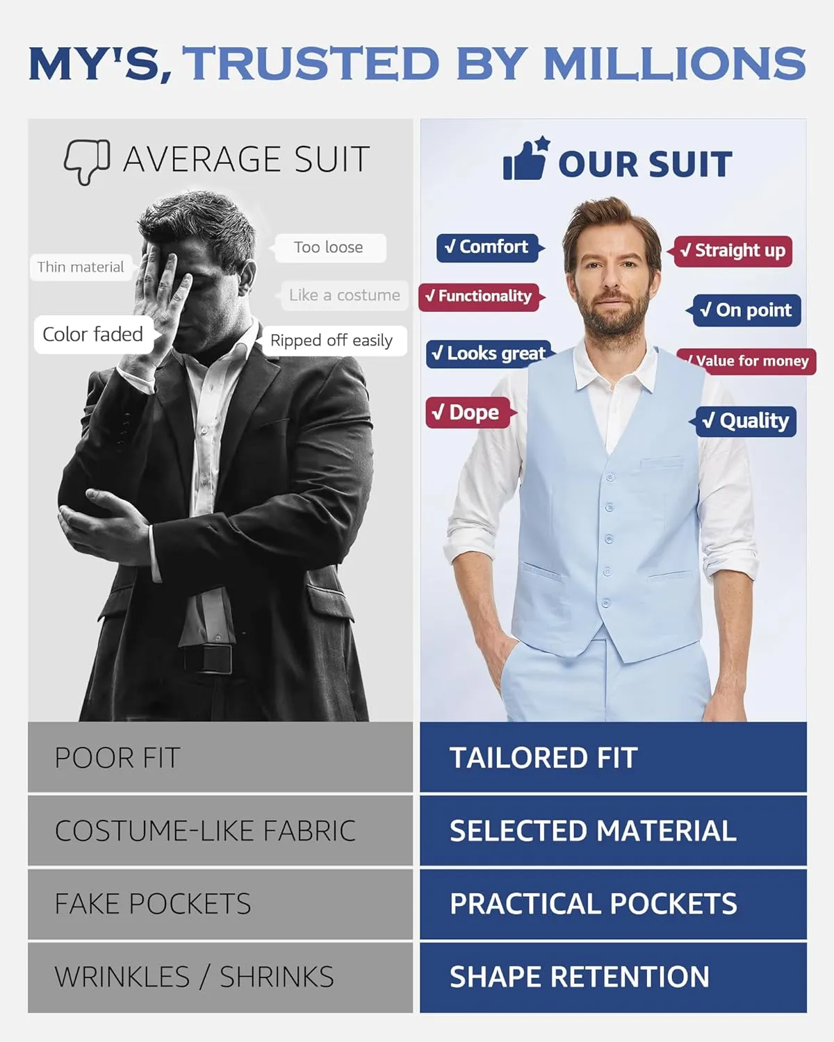 MY'S Mens 2-Piece Linen Vest Pants, Lightweight Waistcoat Shorts, Casual Beach Summer Wedding Prom Homecoming Outfit
