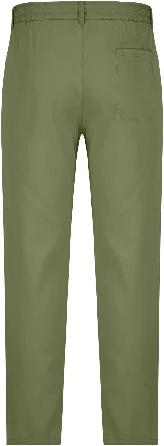 NATHGAM Straight Leg Pants for Men Elastic Waist Drawstring Trousers Lightweight Comfy Slim Fit Work Office Pants with Pocket