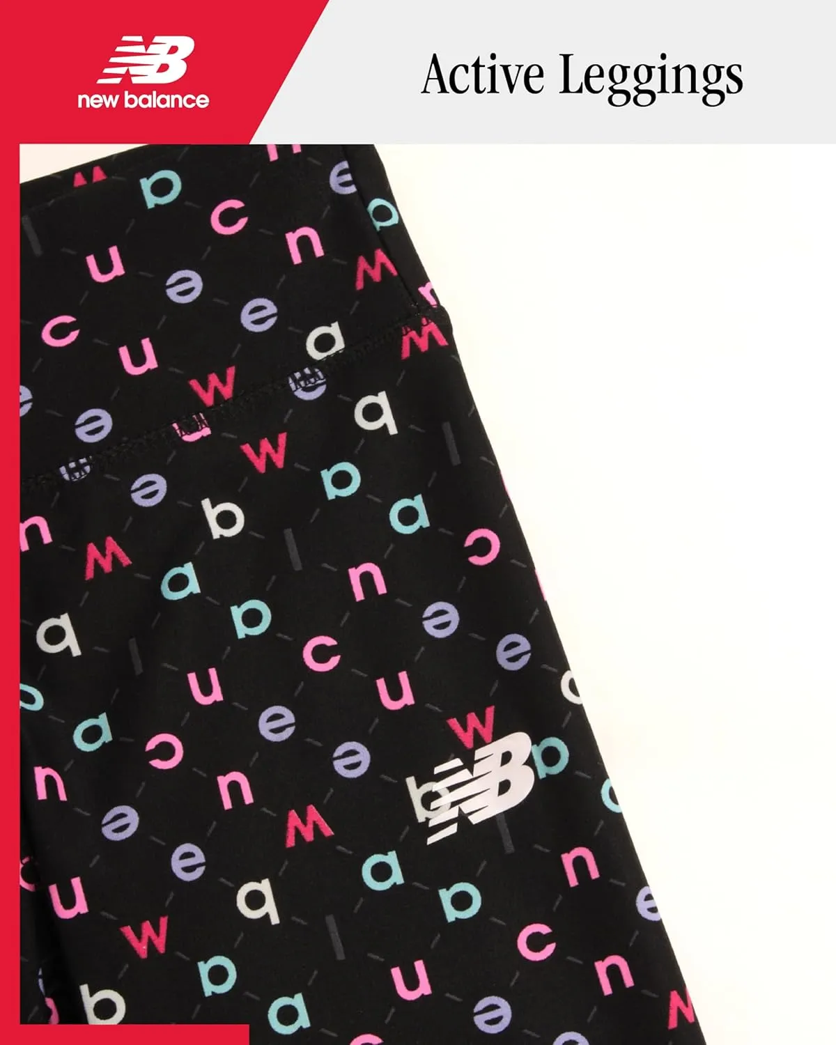 New Balance Girls' Active Leggings - Full Length Performance Yoga Pants - Athletic Workout and Dance Tights (7-16)