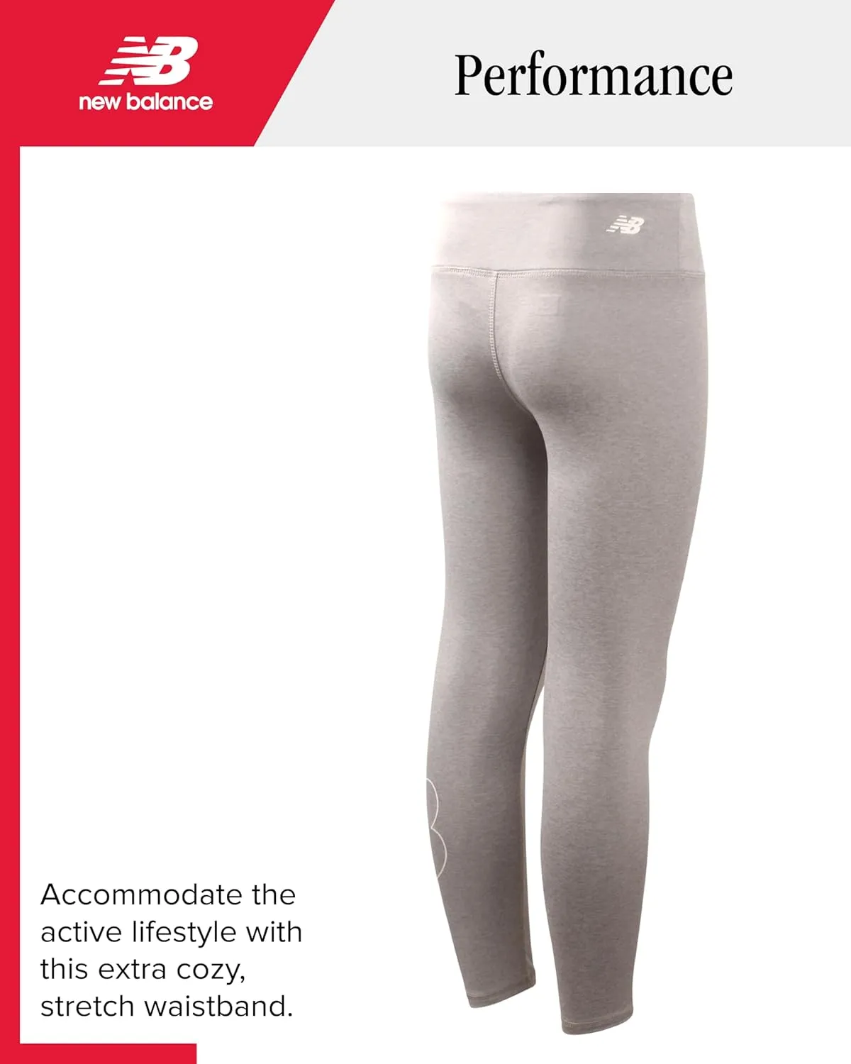 New Balance Girls' Active Leggings - Full Length Performance Yoga Pants - Athletic Workout and Dance Tights (7-16)