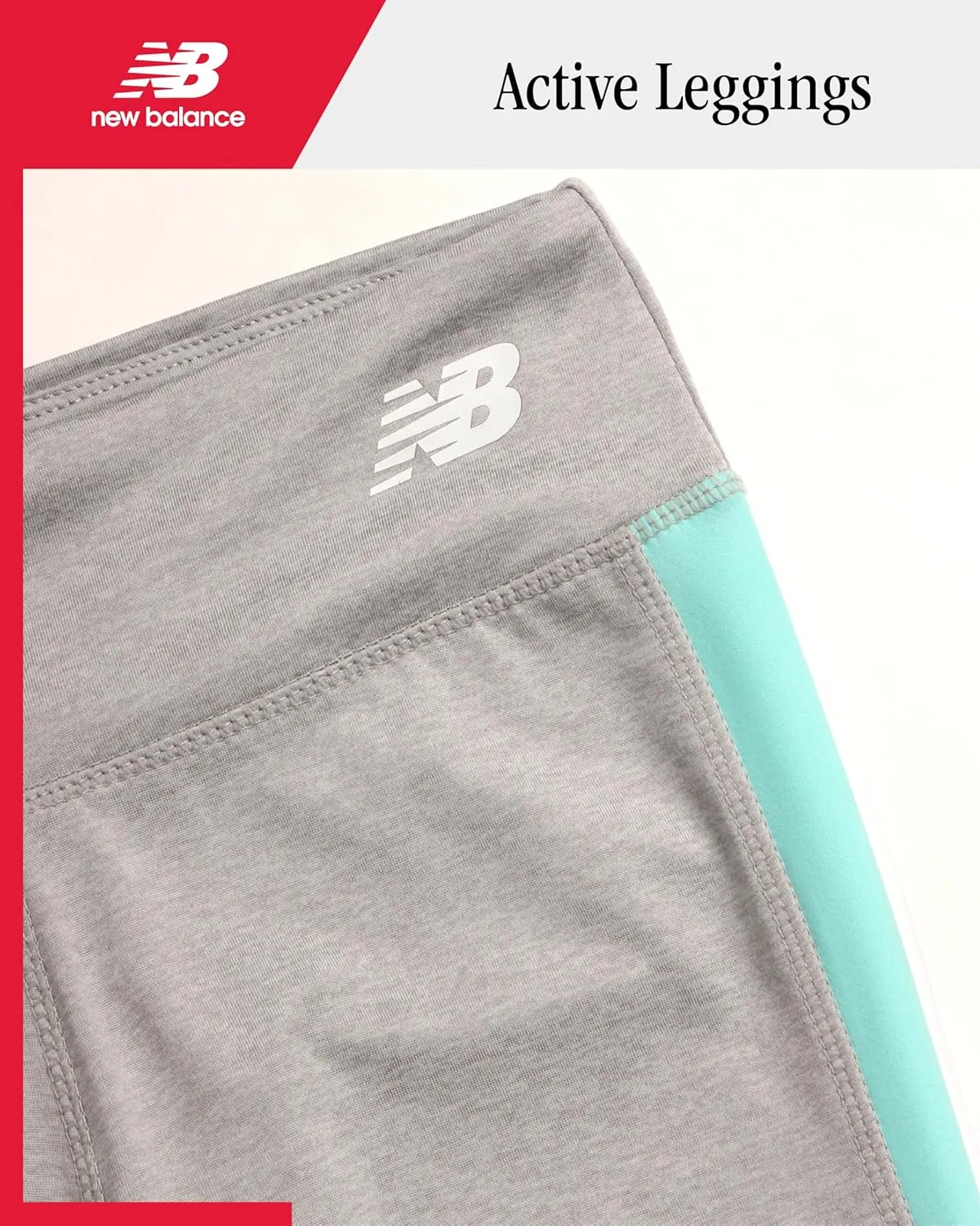 New Balance Girls' Active Leggings - Full Length Performance Yoga Pants - Athletic Workout and Dance Tights (7-16)
