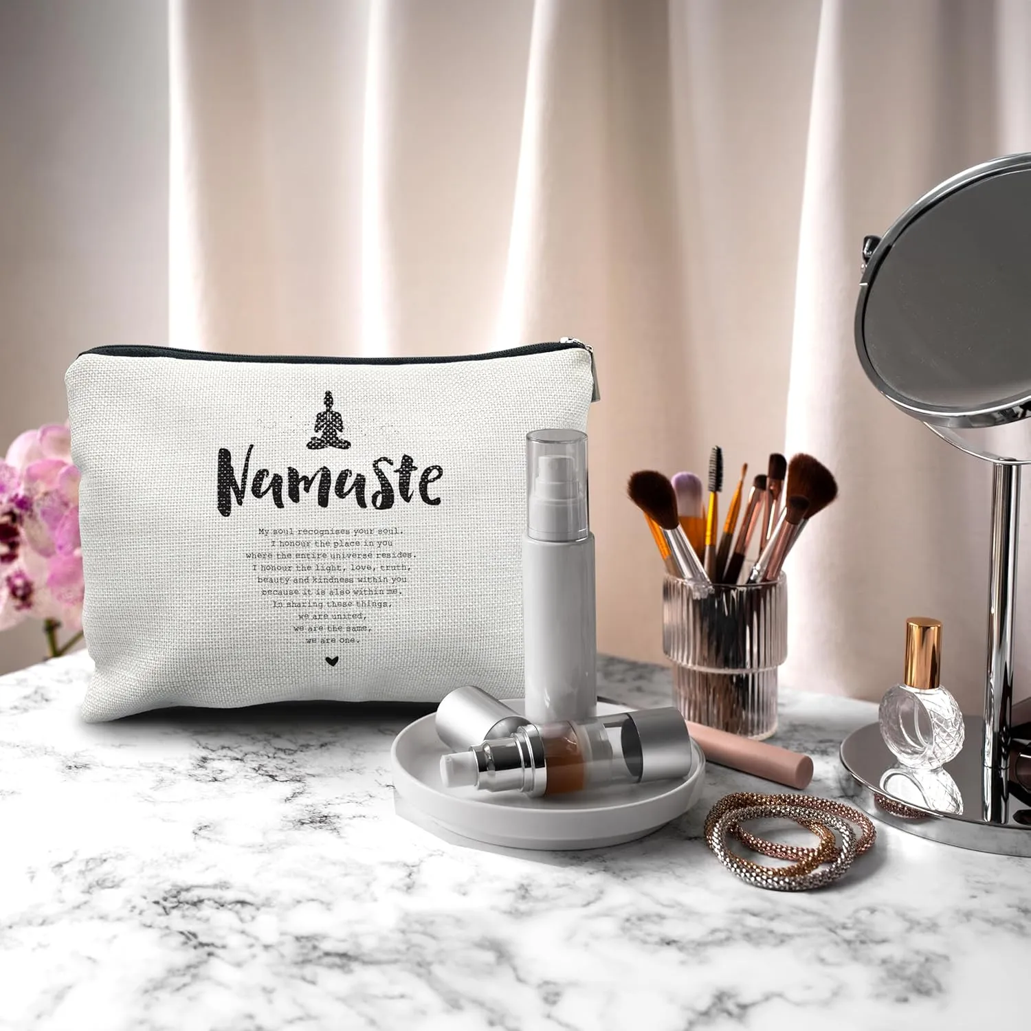 Nogrit Yoga Gifts: Namaste Mindfulness Zen Makeup Bag for Women, Yoga Lovers