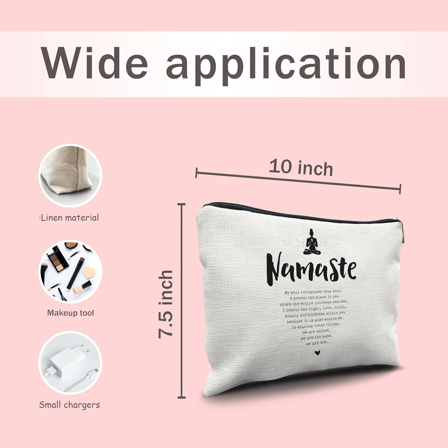 Nogrit Yoga Gifts: Namaste Mindfulness Zen Makeup Bag for Women, Yoga Lovers