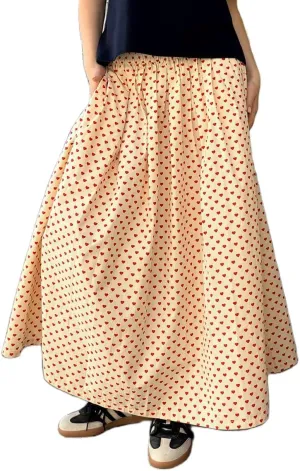 NUFIWI Women Y2k Striped Maxi Skirts High Elastic Waist Ruched Flowy Long Skirts Boho Casual A Line Flare Skirts