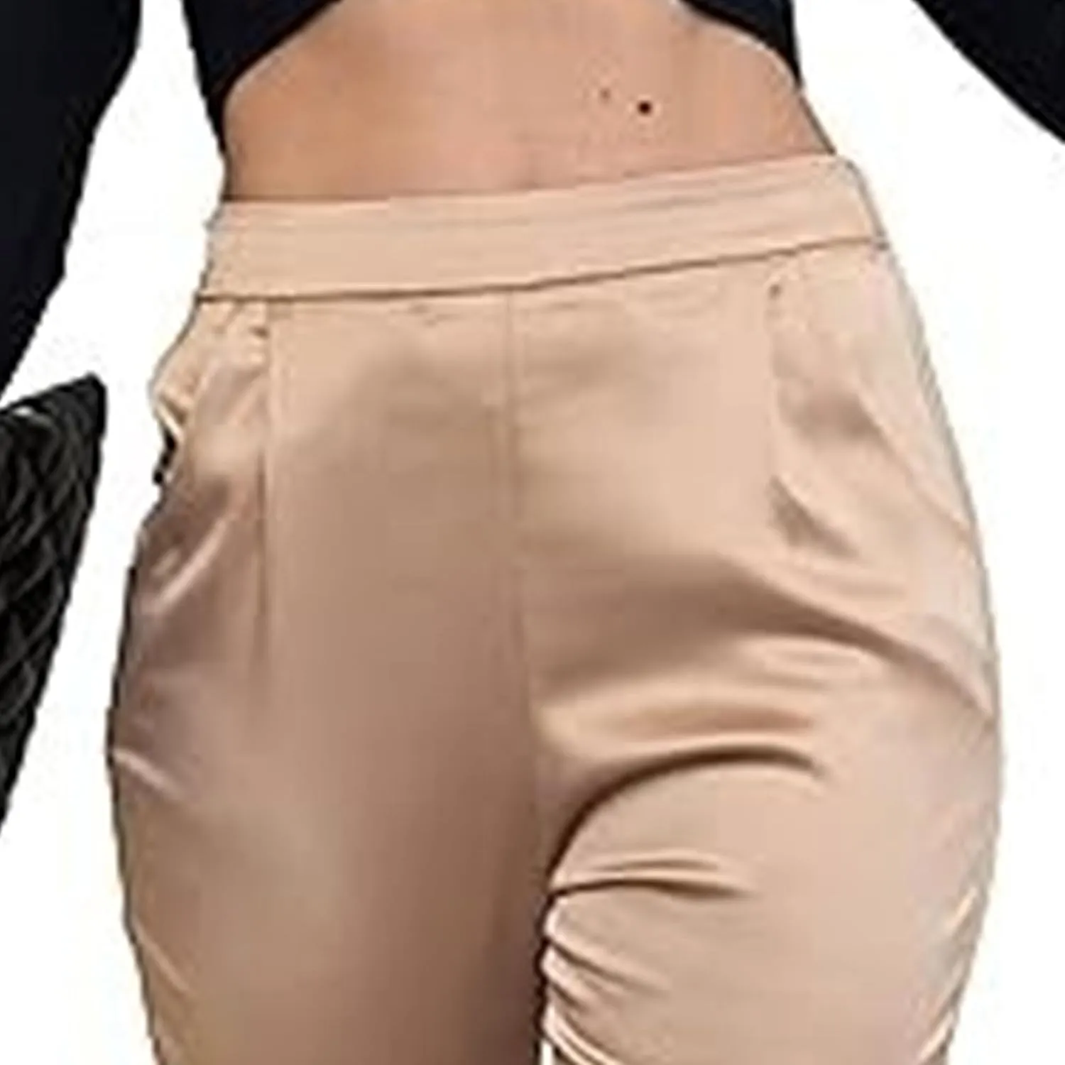 Pants for Women Satin Dress Casual Pleated Pull On High Waist Dressy Pants with Pockets 2025 Summer Trendy Trouser