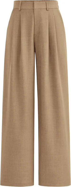 PRETTYGARDEN Women's Summer Elastic High Waisted Work Pants Straight Leg Dressy Business Casual Trousers Slacks Pockets