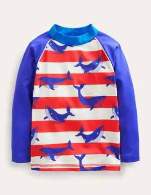 Printed Rash Vest-Ivory and Strawberry Whales